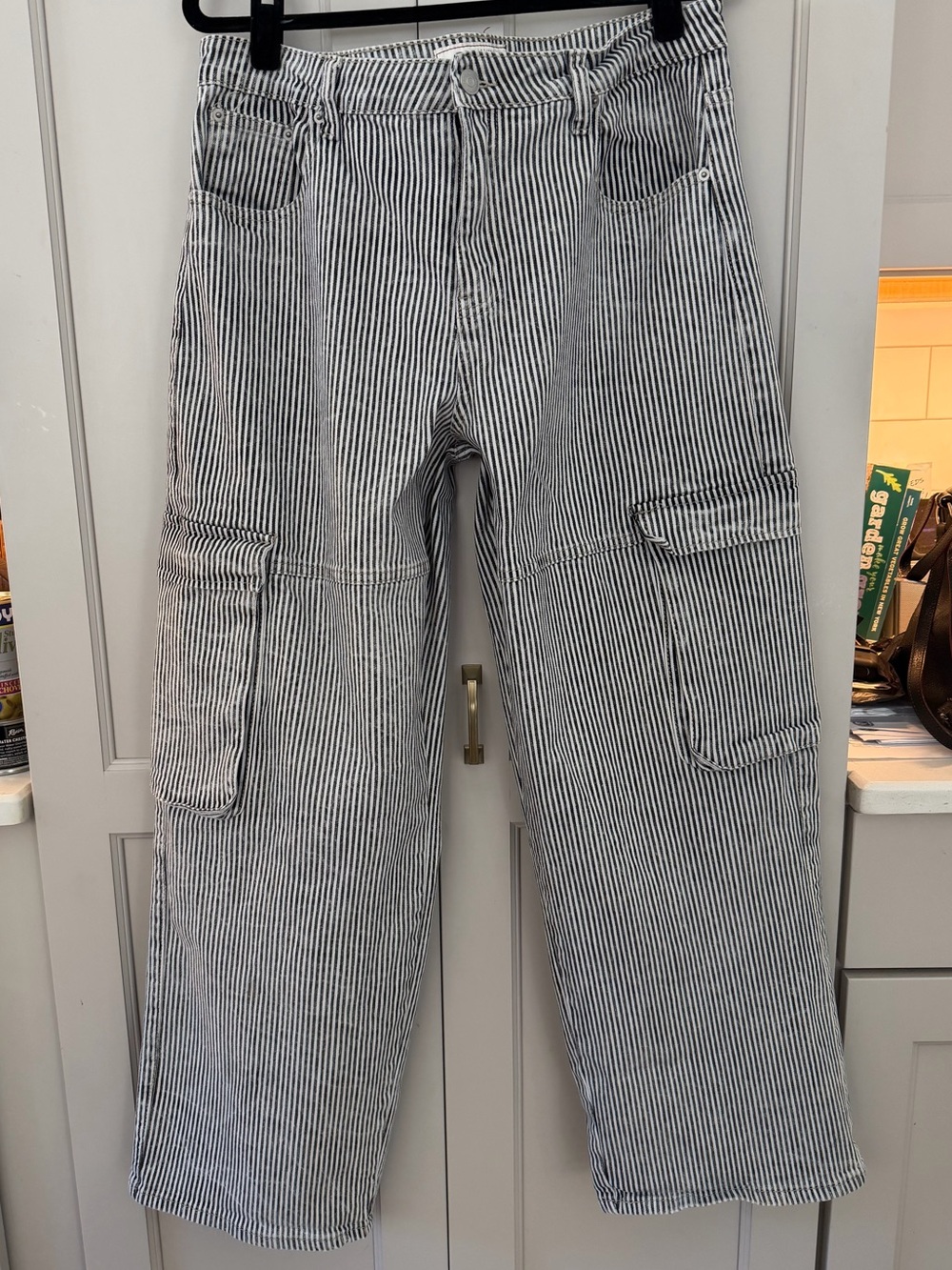 Love Cult Vertical Railroad Stripe Baggy Cargo Jeans XL
